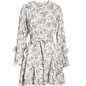 La Vie Rebecca Taylor Veronique Ruffle Sleeve Dress Floral Sz Lg